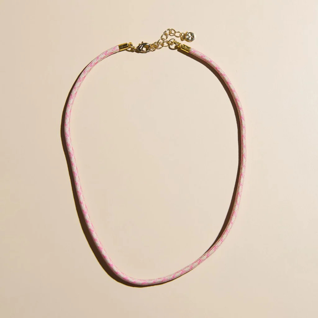 Strawberry Milkshake Minimalist Waterproof Cord Necklace | Nickel and Suede
