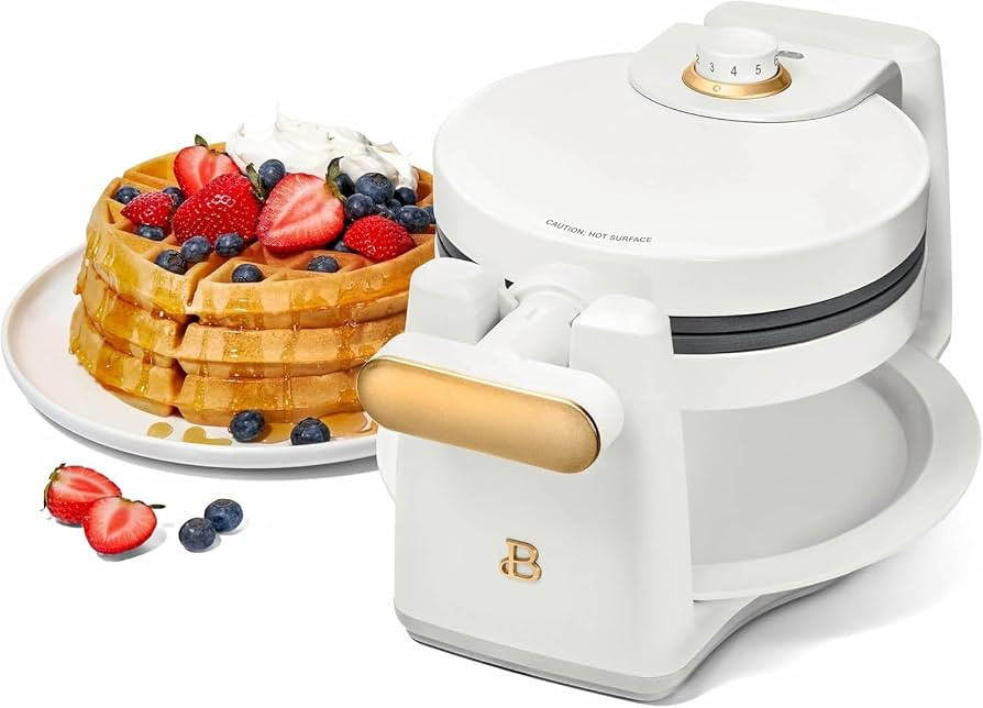 Beautiful Rotating Belgian Waffle Maker, White Icing by Drew Barrymore Makes 1-Inch Thick Waffles... | Amazon (US)