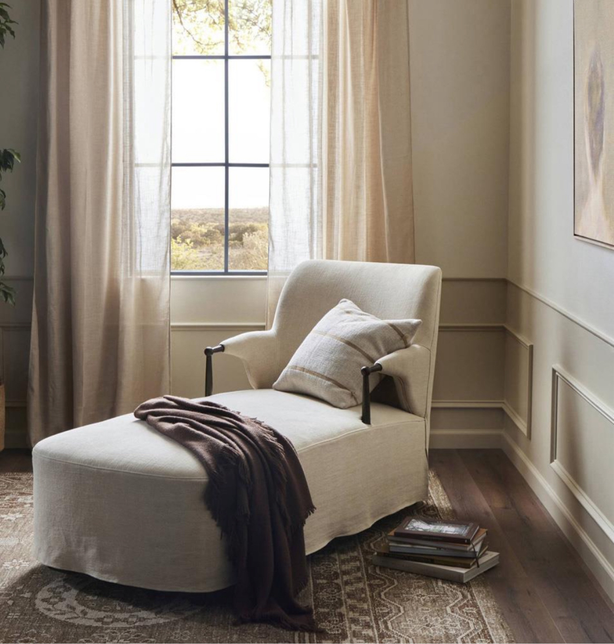Holiday at home—- it is the time to have a little getaway at home. This chaise by Amber Lewis for Four Hands is definitely the dream spot where you want to wind down and chill out thanks to its soft  linen fabrics and comfy slope silhouette that invites you to take a rest in it. Love how the slipcover drapes to the base to create a very relaxing yet elegant look. The S-spring seat offers the extra comfort. #chaise

#LTKHome #LTKGiftGuide #LTKHoliday