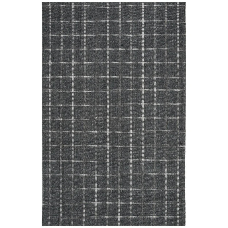 Lauren Ralph Lauren Tamworth Check Hand Woven, 80% Viscose, 20% Wool, Charcoal Area Rug | Wayfair North America