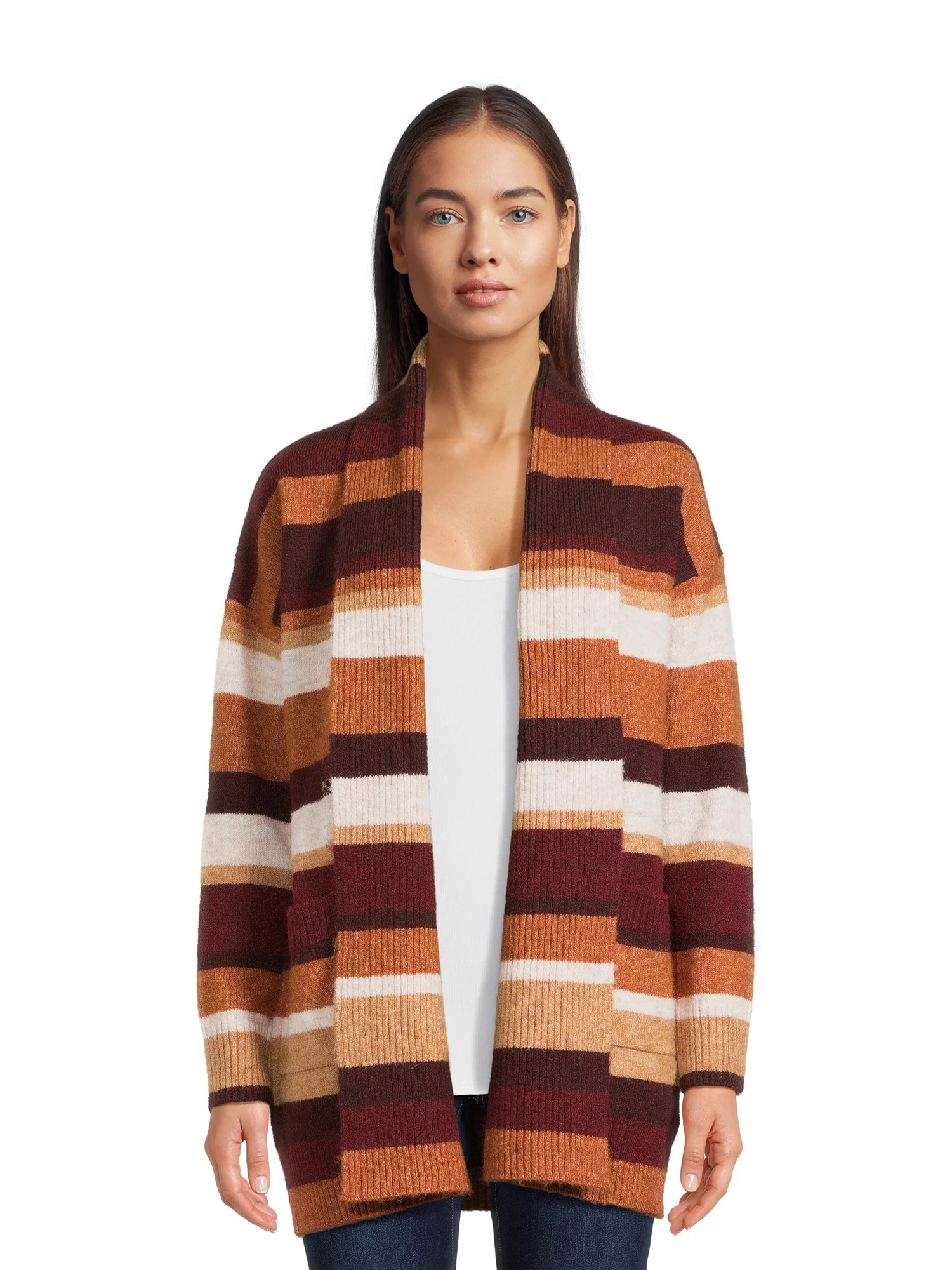 Time and Tru Women's Fuzzy Cardigan Sweater with Pockets, Midweight, Sizes XS-XXXL | Walmart (US)