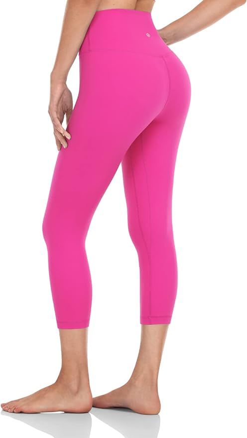 HeyNuts Essential High Waisted Yoga Capris Leggings, Tummy Control Workout Cropped Yoga Pants 19'... | Amazon (US)