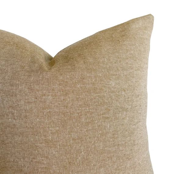 Sawyer  Golden Ochre Linen Pillow Cover  Gold Taupe Yarn - Etsy | Etsy (US)