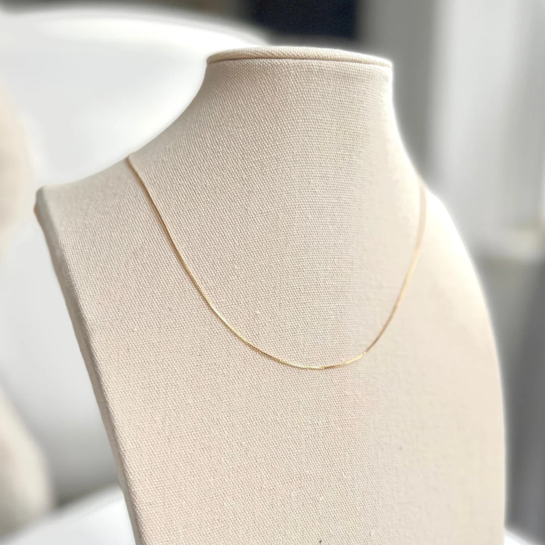 14k Gold Box Chain, 925 Silver Box Necklace, Dainty Gold Snake Chain Necklace, Minimalist Gold Ch... | Etsy (US)