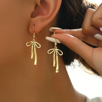 1pair Luxurious Fashionable Elegant Gentle Versatile Bow Earrings, Suitable For Daily Wear | SHEIN