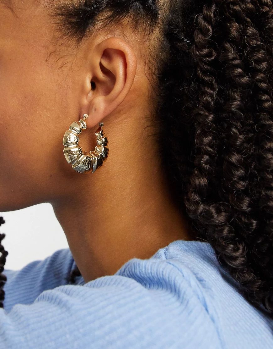 ASOS DESIGN hoop earrings in chunky square set design in gold tone | ASOS (Global)