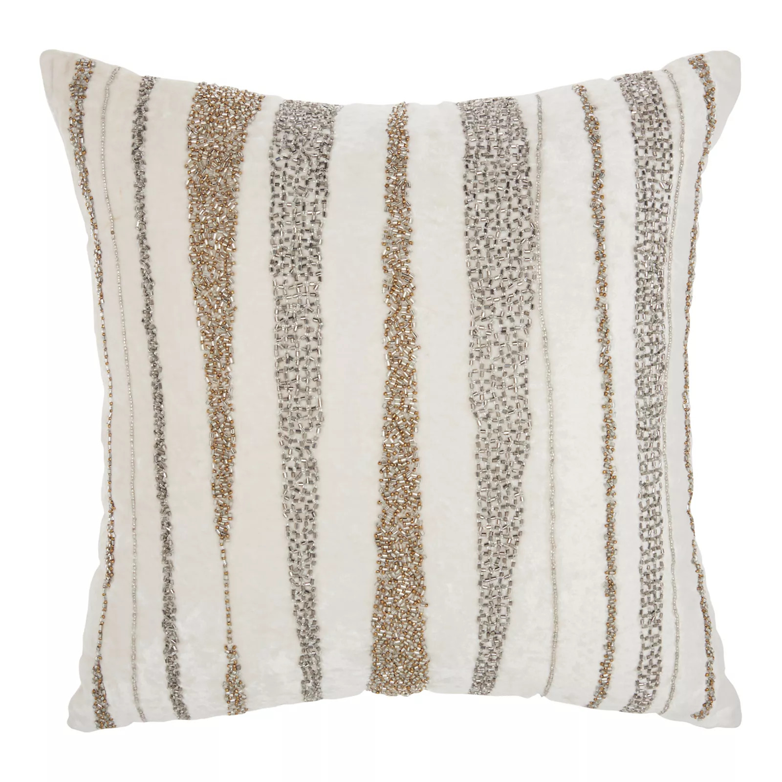 Mina Victory Luminescence Beaded Waves Ivory Throw Pillow, White, 18X18 | Kohl's