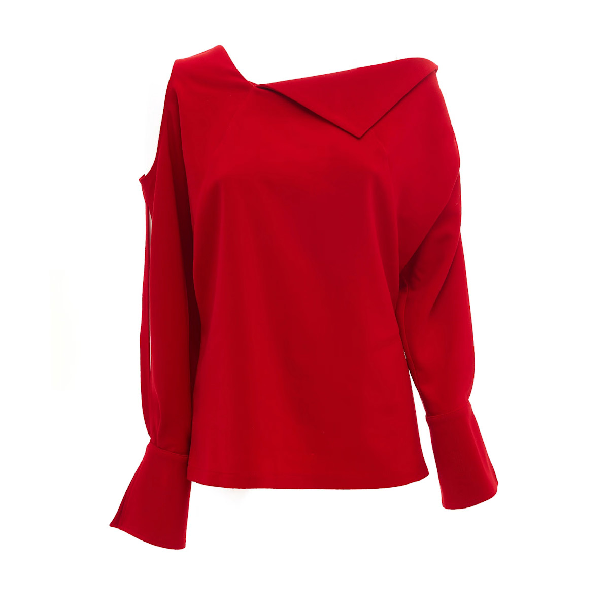 Designer One Shoulder Blouse - Red | Wolf & Badger (US)