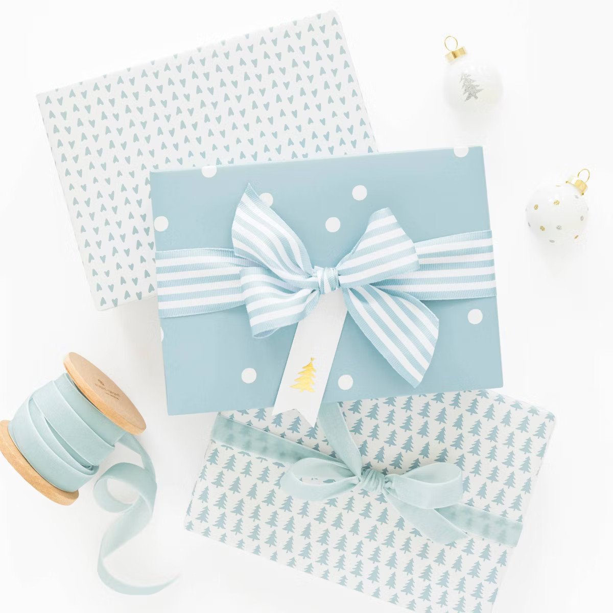 25 sq ft Trees Gift Wrap Blue/White - Sugar Paper™ + Target | Target