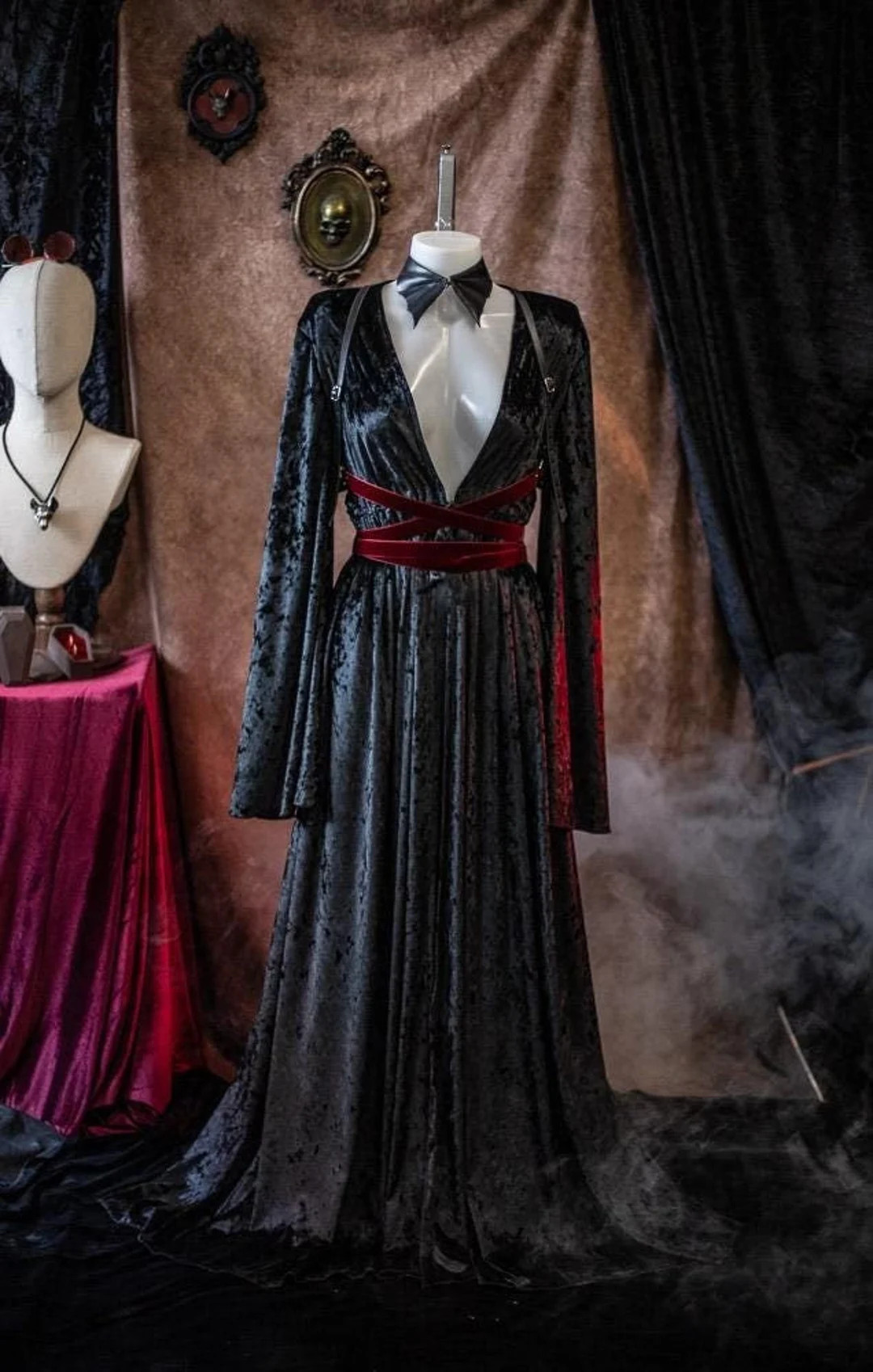 Black Velvet Robe, Vampire Goth Costume, Elegant Overdress - Etsy | Etsy (US)