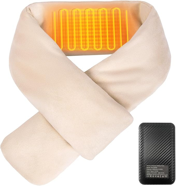 Heated Scarf for Women & Men - Rechargeable Electric Heating Scarf, 4000mAh Power Bank Included, ... | Amazon (US)