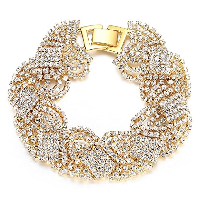 mecresh Silver/Gold Wedding Long Austrial Crystal Tassel Earring and Twist Bracelet Jewelry Sets | Amazon (US)