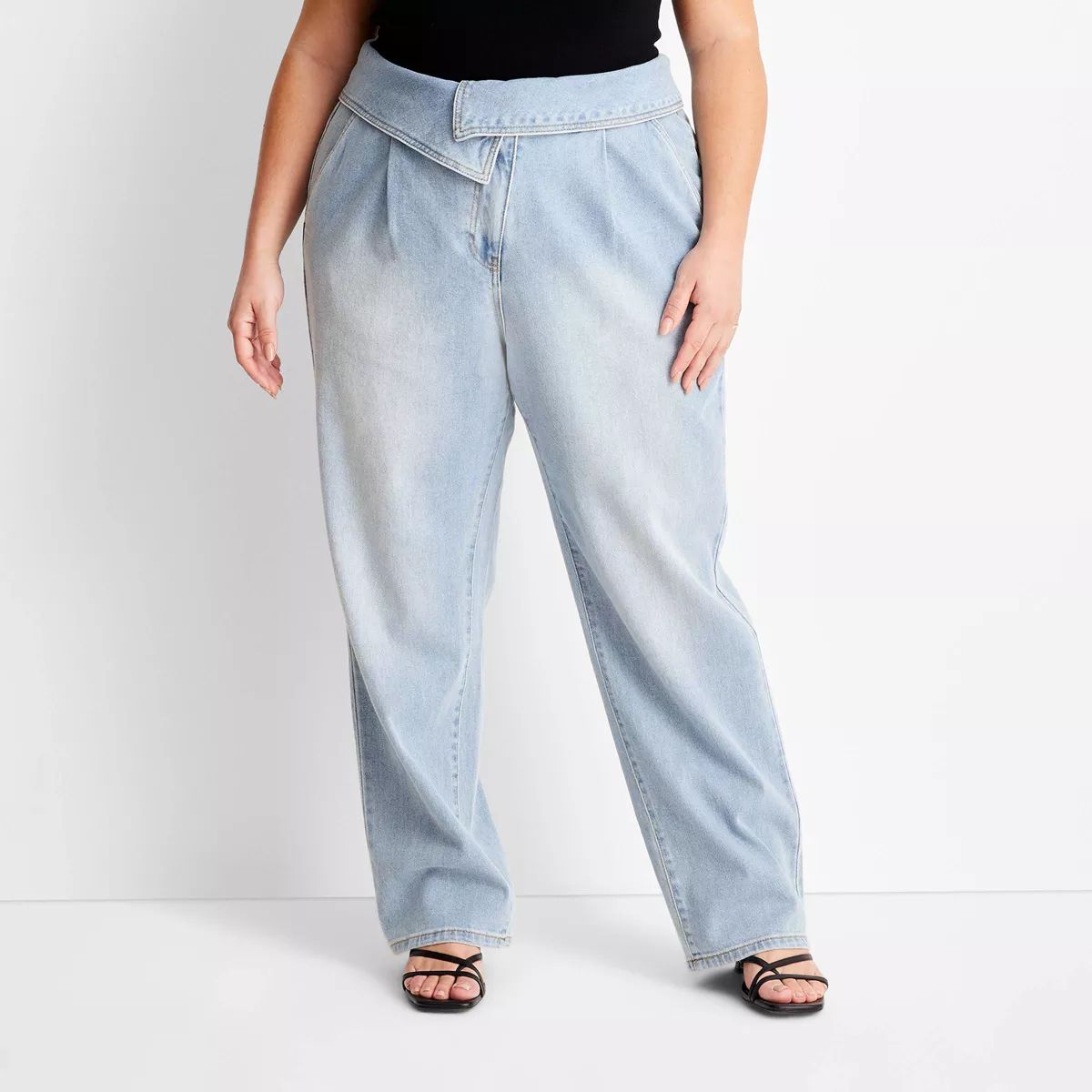 Women's Mid-Rise Fold Over Jeans - Future Collective™ with Jenny K. Lopez Light Wash | Target