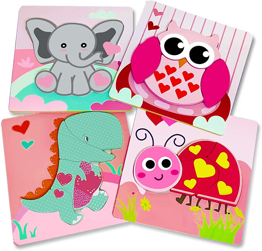 Melonegg Valentines Day Gifts Wooden Puzzles for Toddlers 1 2 3 Years Old, Toddler Learning Toy B... | Amazon (US)