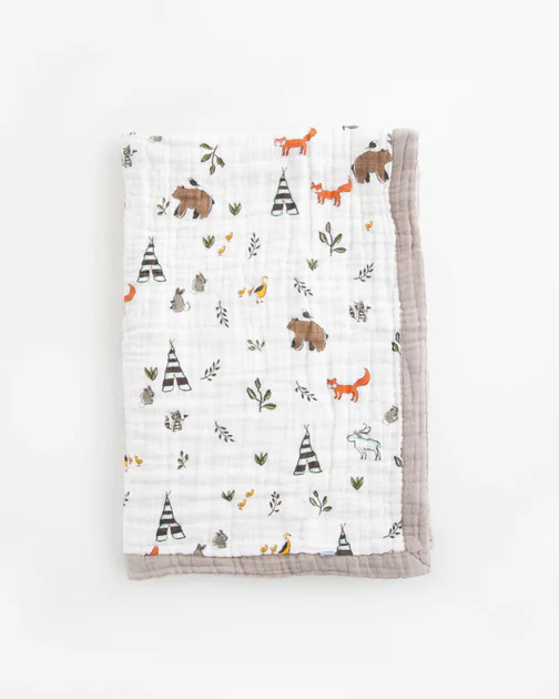 Cotton Muslin Baby Quilt - Forest Friends | Little Unicorn
