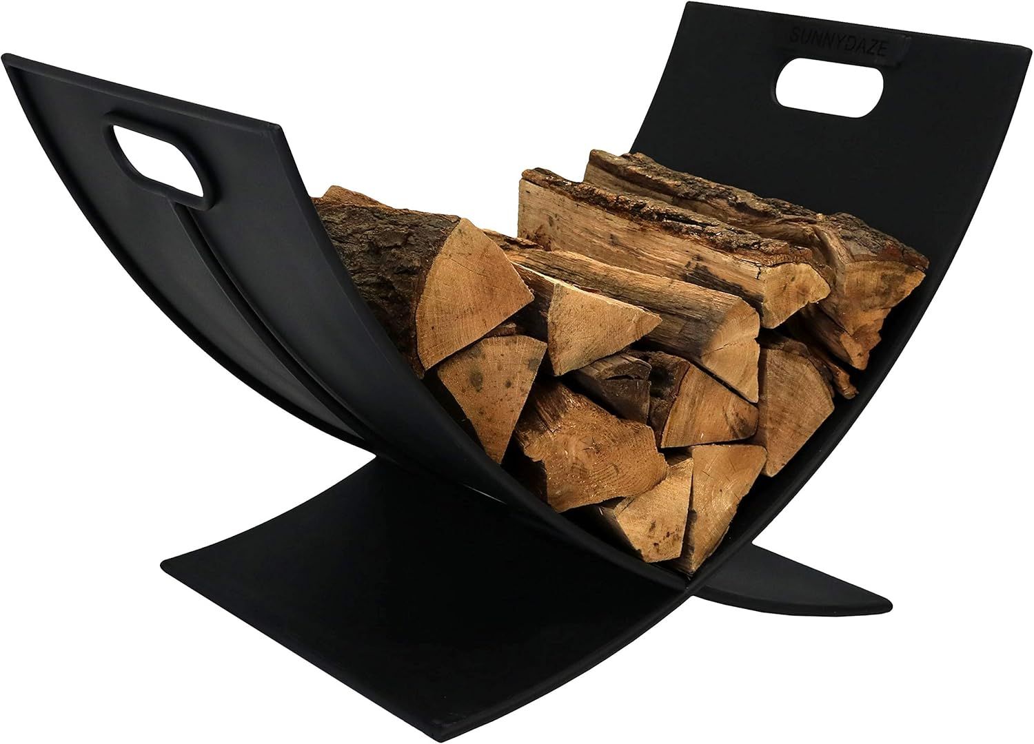 Sunnydaze 30-Inch Outdoor Firewood Log Rack - Heavy-Duty Black Powder Coated Steel Construction | Amazon (US)