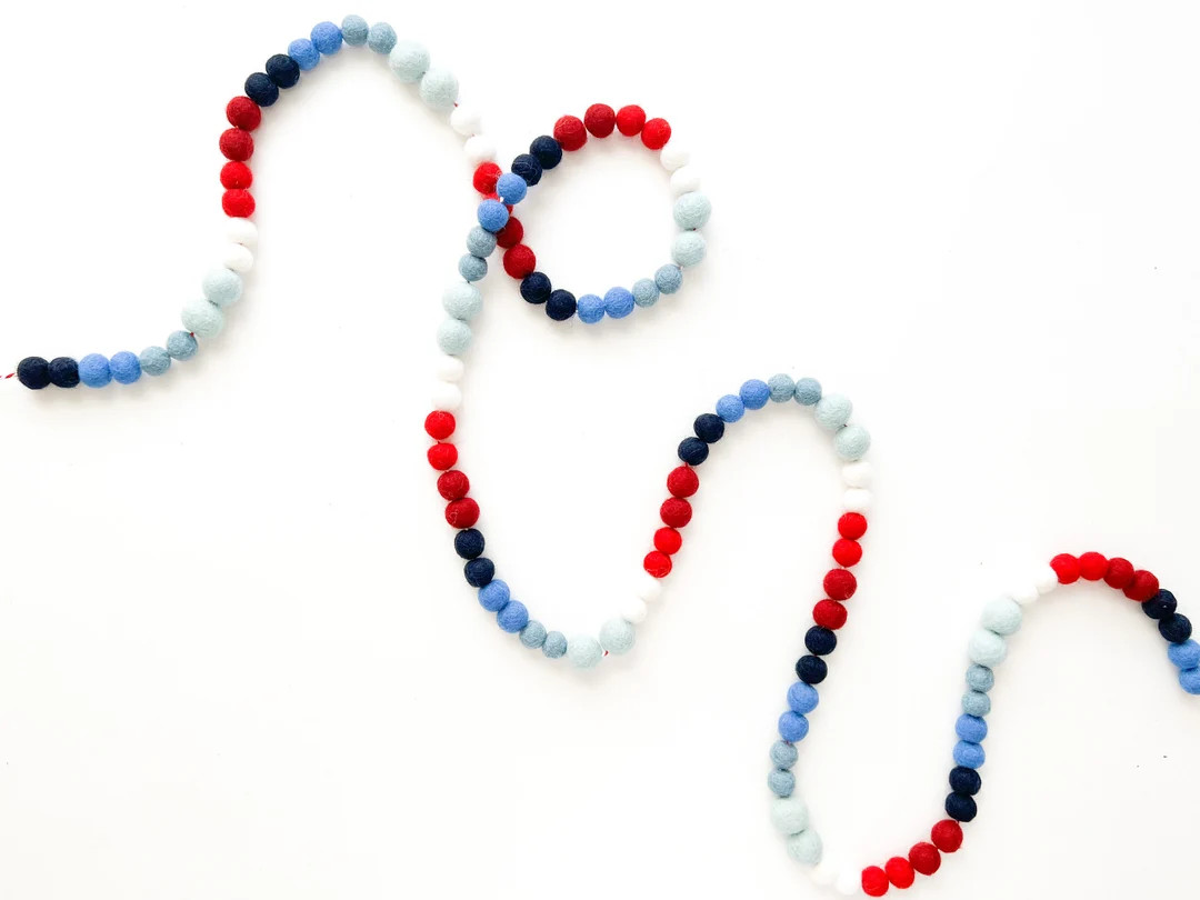 Shakira Patterson Patriotic Mini Ombre Felt Ball Garland Collaboration 2023 - Bunting, Banner - *... | Etsy (US)