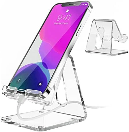 KTRIO Acrylic Cell Phone Stand, Phone Holder for Desk, Clear Phone Stand, Dock, Cradle Compatible wi | Amazon (US)