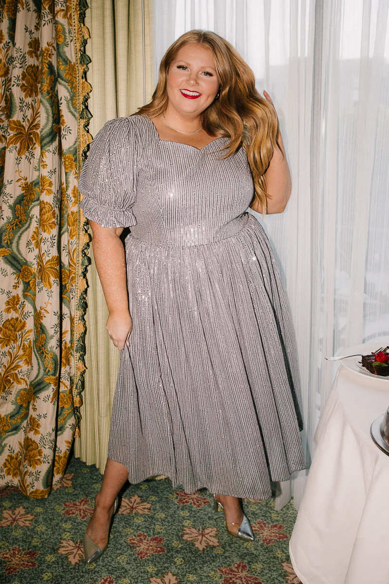 Clara Dress in Gunmetal Sequins | Ivy City Co