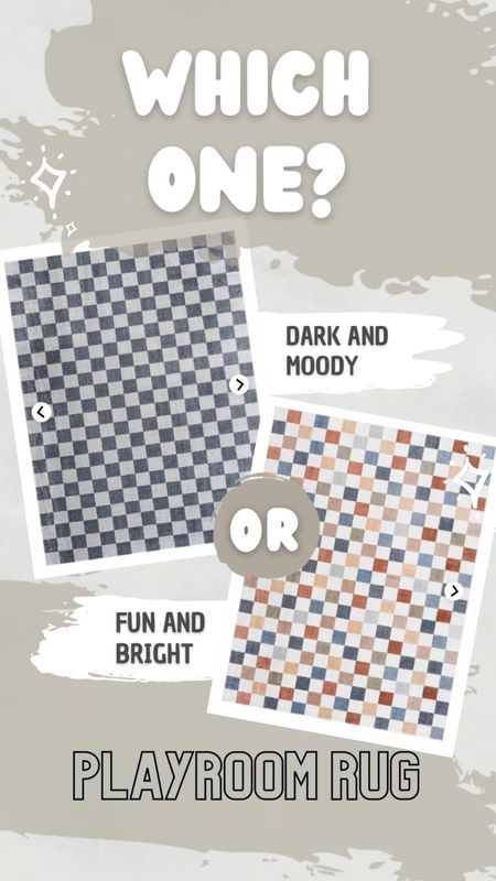 Which would you choose? Dark and moody or fun and bright? #playroom #playroomrug #arearug #trending #checkerprint #checkerboard 

#LTKfamily #LTKhome #LTKFind