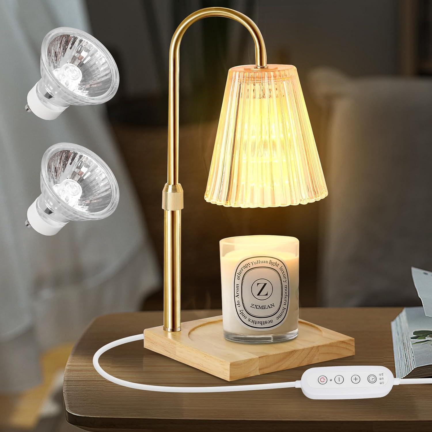 Droyek Candle Warmer Lamp with 2 Bulbs Electric Candle Warmer with Timer & Dimmer for Home Decor ... | Amazon (US)