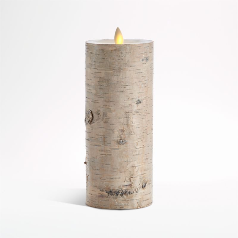 White Birch 3x8 Flameless Pillar Candle + Reviews | Crate and Barrel | Crate & Barrel