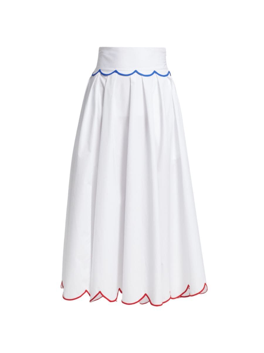 Pleated Scallop-Hem Midi-Skirt | Saks Fifth Avenue