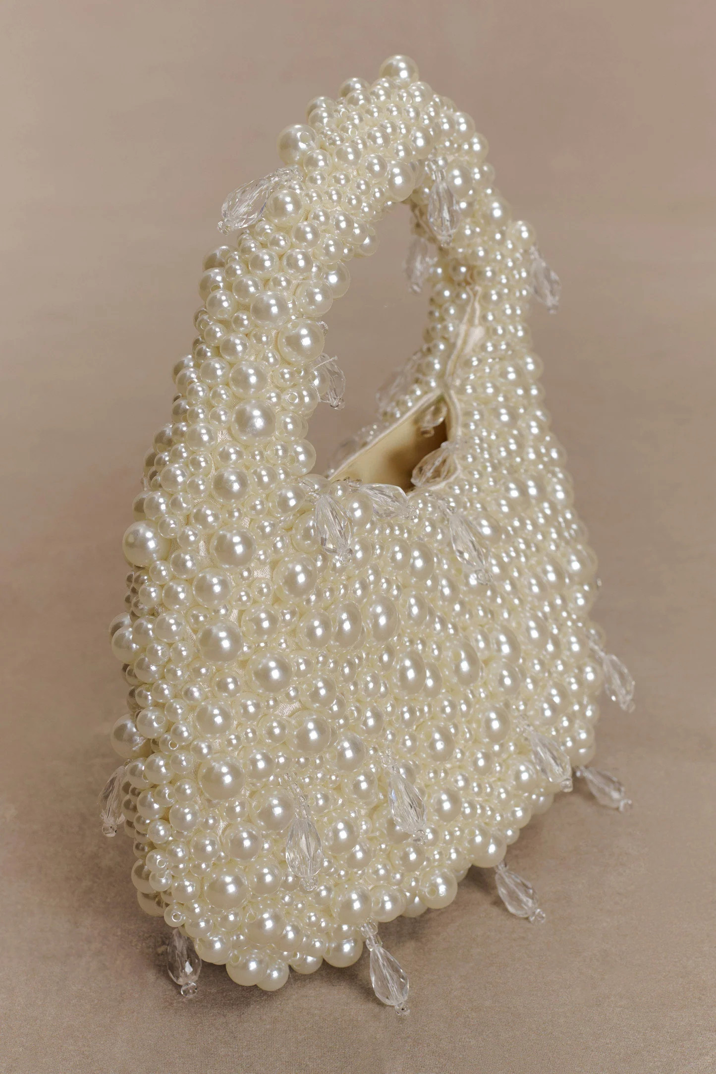 Pearl Teardrop Beaded Bag - White | MESHKI US