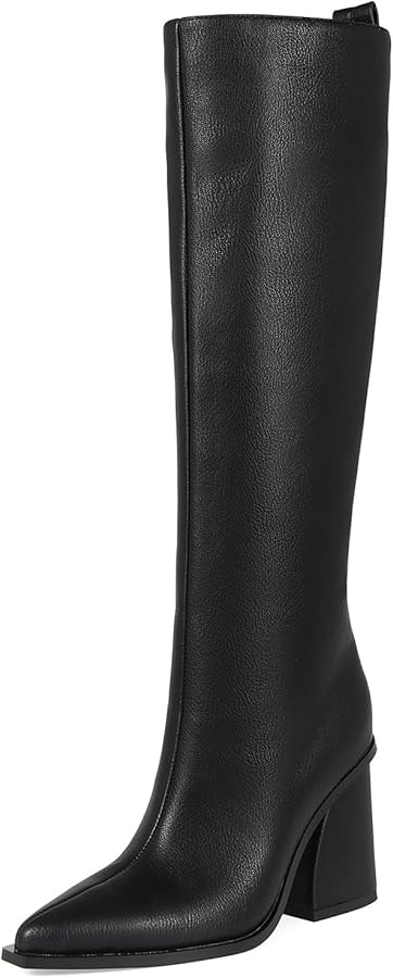 Boots for Women Knee High Tall Boots Block Chunky Heel Fall Boots Pointed Toe with Side Zip for W... | Amazon (US)