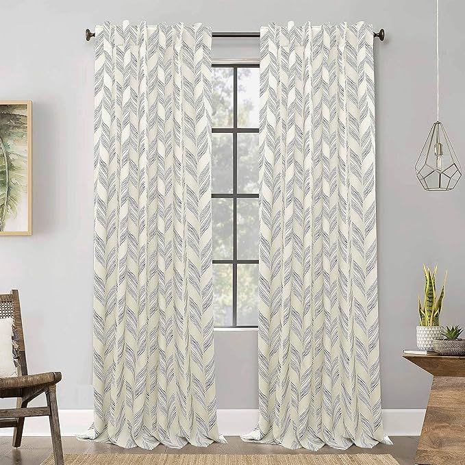 Naturoom Yarn Dyed Fabric Tab Top Curtains, Farmhouse Cotton Curtains, Curtain 2 Panel Set, Ultra... | Amazon (US)