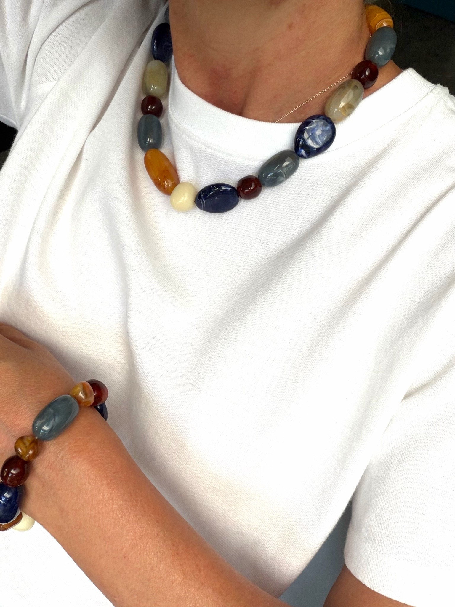 Beaded jewellery is such a fab way to add colour to a simple white tee look x

#LTKsummer #LTKstyletip #LTKover50style