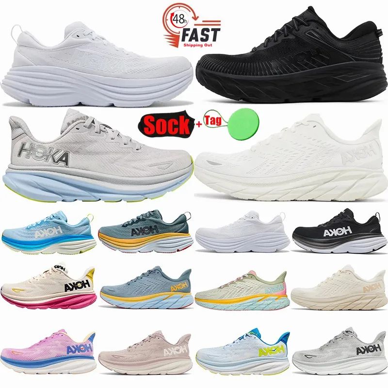 Hoka Bondi 7 8 Clifton 9 Running Shoes For Men Women Hokas Run Sneakers Triple Black White Shifti... | DHGate