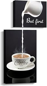 Coffee Bar Wall Decor for Kitchen - But First Coffee Sign - Kitchen Canvas Wall Art for Modern Ho... | Amazon (US)