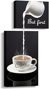 Coffee Bar Wall Decor for Kitchen - But First Coffee Sign - Kitchen Canvas Wall Art for Modern Ho... | Amazon (US)