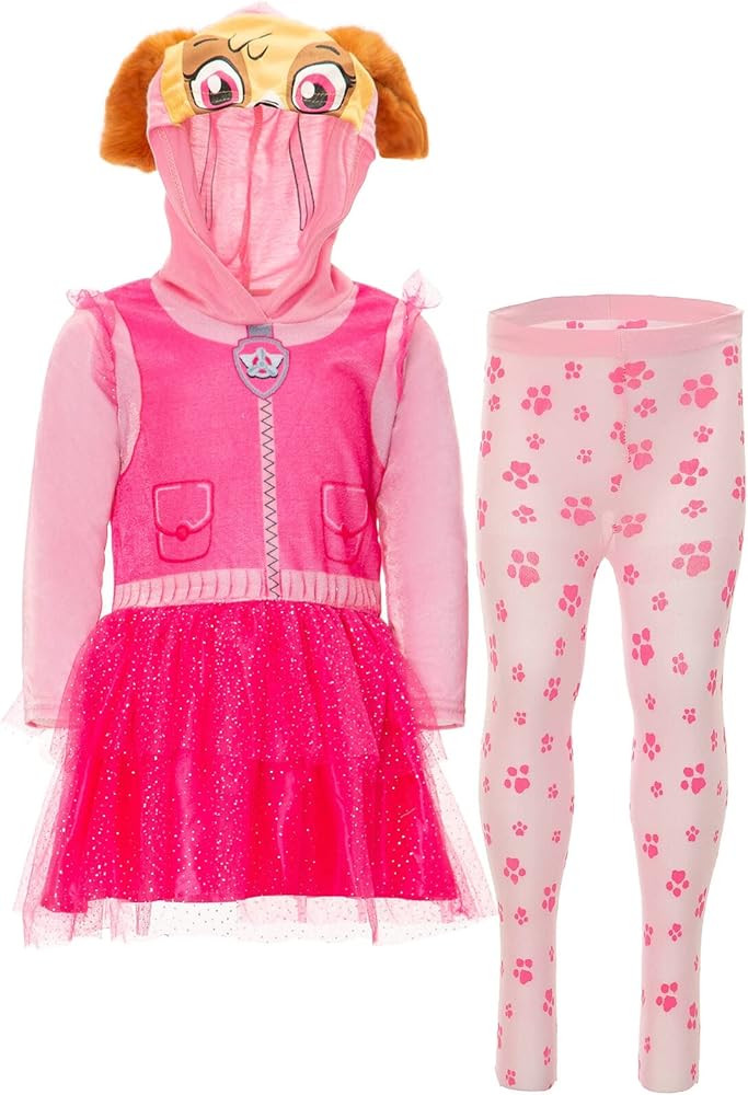 Nickelodeon Paw Patrol Skye Hooded Costume Dress Legging Set Pink | Amazon (US)