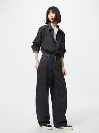 Women's Barrel Jeans Dark Gray 25 inch UNIQLO US | UNIQLO (US)