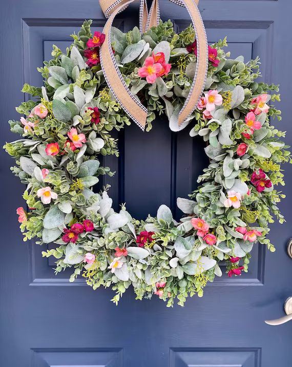 Farmhouse Wreath Eucalyptus Lambs Ear Wreath Spring Wreath | Etsy | Etsy (US)