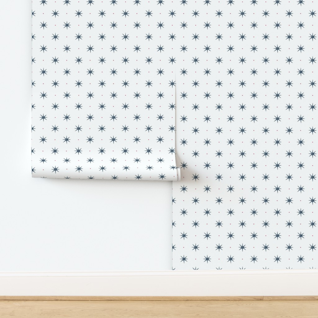 custom Stars Salty Dog Blue WITH Red DOTS Wallpaper | Spoonflower | Spoonflower