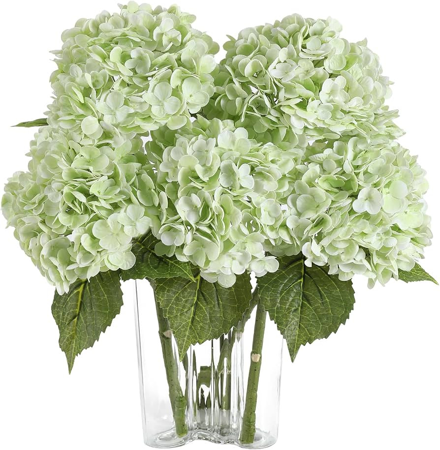 Coferset 3pcs Light Green Lifelike Hydrangea Artificial Flowers 22inch Real Touch Faux Hydrangea ... | Amazon (US)