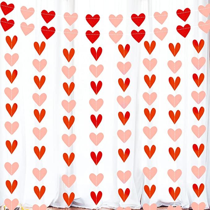 Valentines Day Decor 10Pack Heart Garland Banners Valentines Party Decorations Supplies Wedding B... | Amazon (US)