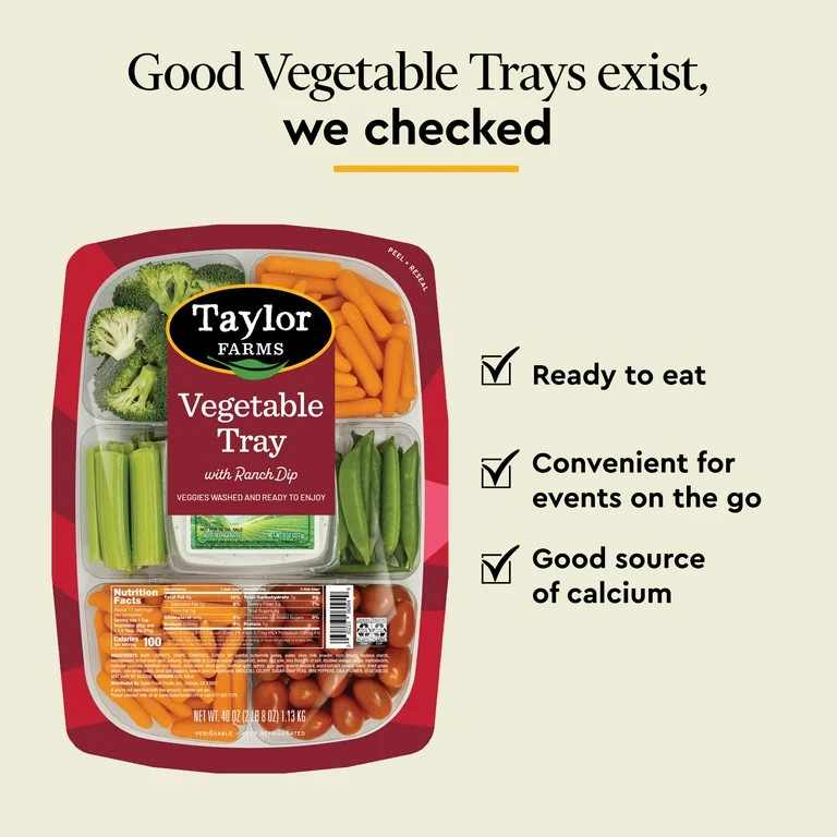 Taylor Farms Snap Peas & Tomatoes Vegetable Tray with Ranch Dip, 40 oz, Fresh | Walmart (US)