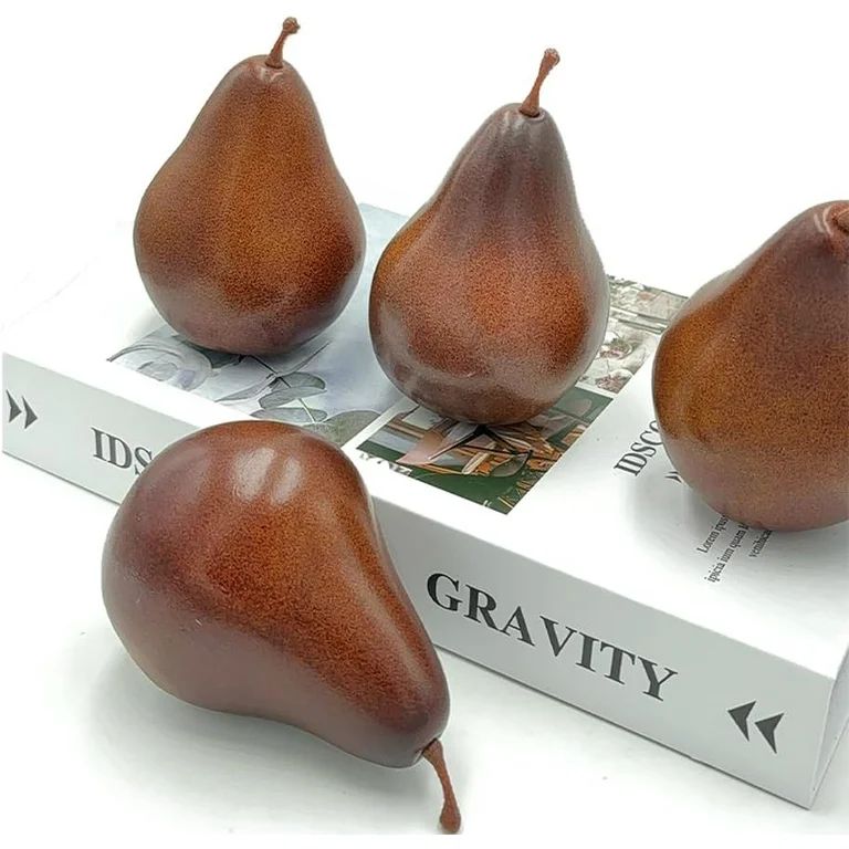 6PCS Fake Brown Pear Artificial Lifelike Fake Fruits Decorative Kitchen Party Home Ornament House... | Walmart (US)