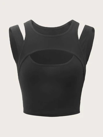 ROMWE Grunge Punk Solid Cut Out Tank Top, School | SHEIN USA | SHEIN