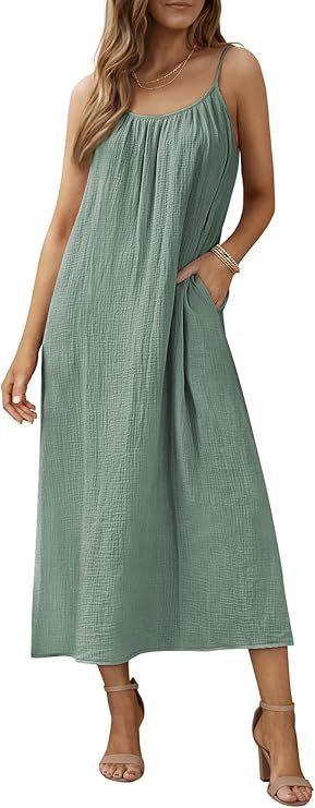 LILLUSORY Womens Maxi Dresses Summer Beach Vacation Outfits with Pockets | Amazon (US)