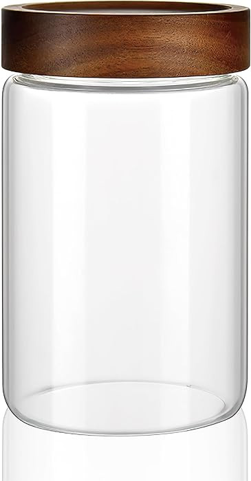 28 fl oz/850 ml Clear Glass Storage Canister with Airtight Wooden Screw Lid, Medium Cute Decorati... | Amazon (US)