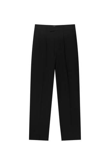 Wide-leg smart trousers with darts | PULL and BEAR UK