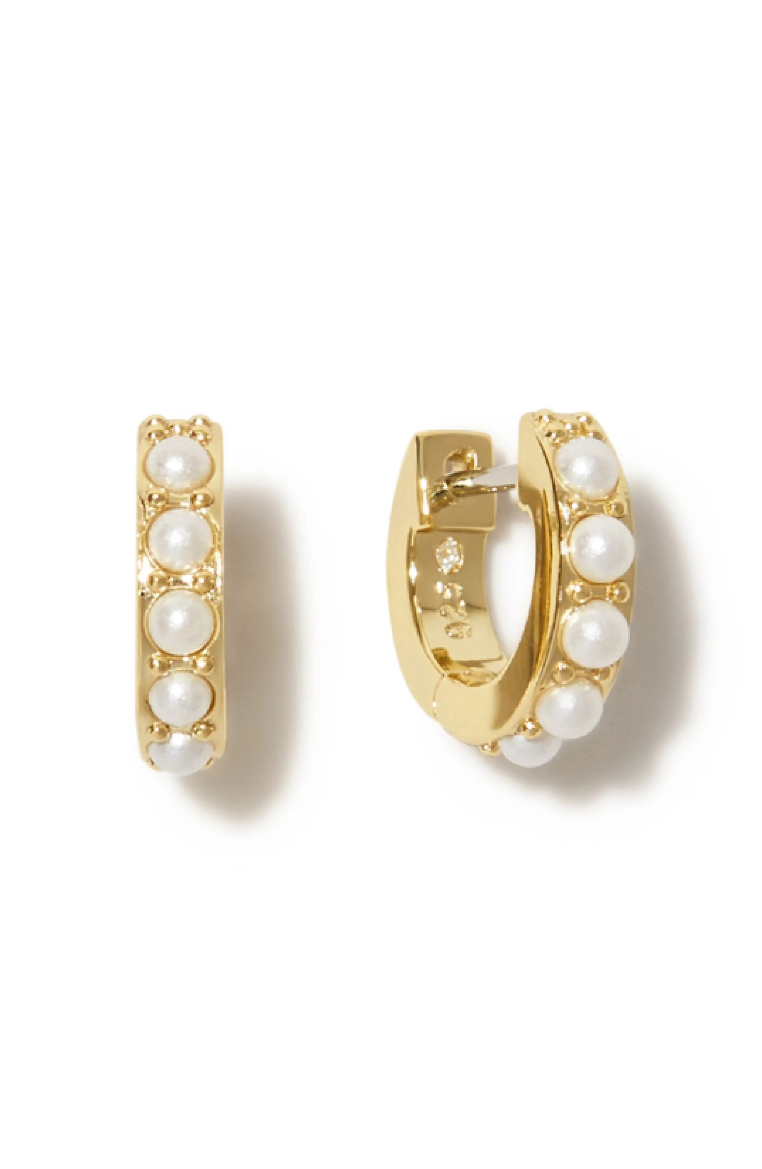 Ana Luisa Ashley Hoop Earrings in Yellow Gold/White at Nordstrom | Nordstrom