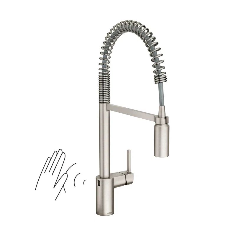 5923EWSRS Moen Align MotionSense Wave Single Handle Spring Pulldown Kitchen Faucet with Power Cle... | Wayfair North America