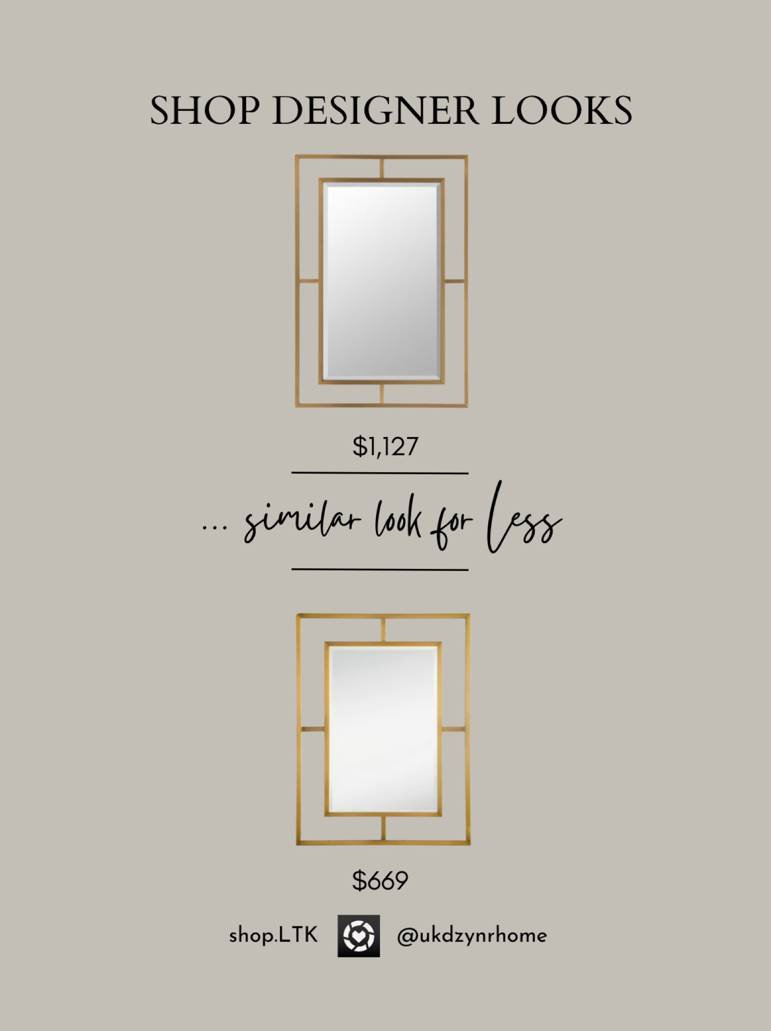 Shop Designer Looks …similar looks for Less ⬇️ 



Home Decor
Wall mirrors
Rectangle mirrors

#LTKFind #LTKhome