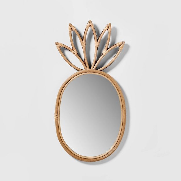 19"x9" Pineapple Rattan Mirror - Pillowfort™ | Target